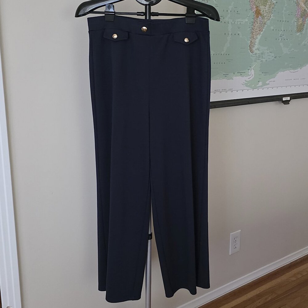 MICHAEL KORS Pull-On Sailor/Palazzo Pants in Navy - Size Large